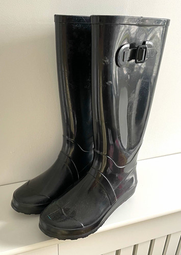 Black shiney wellington - wellington, boots